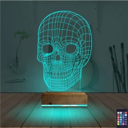 Kuru Kafa İskelet 3D Lamba - Masa Gece Lambası Kuru Kafa İskelet 3D Lamba - Masa Gece Lambası
