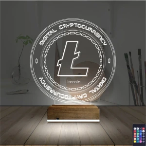 Crypto Lite Coin 3D Lamba - Masa Gece Lambası Crypto Lite Coin 3D Lamba - Masa Gece Lambası