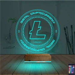 Crypto Lite Coin 3D Lamba - Masa Gece Lambası Crypto Lite Coin 3D Lamba - Masa Gece Lambası