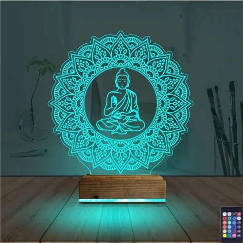 Mandala Yoga 3D Lamba - Masa Gece Lambası