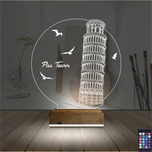 Pisa Kulesi 3D Lamba - Masa Gece Lambası