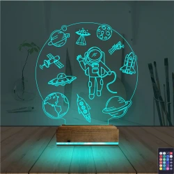 Uzay Gezegen Astronot Ufo 3D Lamba - Masa Gece Lambası Uzay Gezegen Astronot Ufo 3D Lamba - Masa Gece Lambası