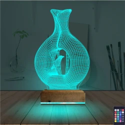 Minimalist Vazo Kuş 3D Lamba - Masa Gece Lambası