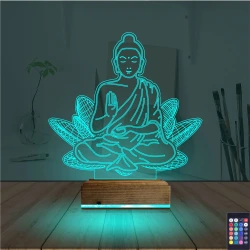 Lotus Çiçeği Yoga 3D Lamba - Masa Gece Lambası