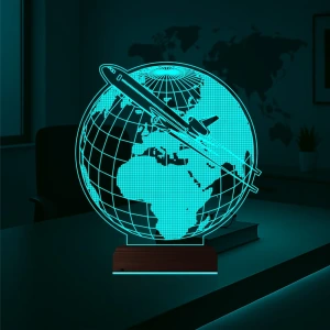 Dünya Uçak Kaptan Pilot 3D Lamba - Masa Gece Lambası Dünya Uçak Kaptan Pilot 3D Lamba - Masa Gece Lambası