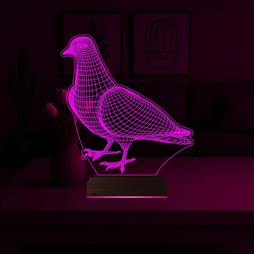 Güvercin Kuş 3D Lamba - Masa Gece Lambası