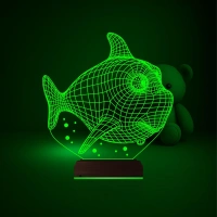 Balık Çocuk Odası 3D Lamba - Masa Gece Lambası