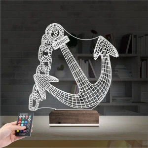 Denizci Çapa Kaptan 3D Lamba - Masa Gece Lambası