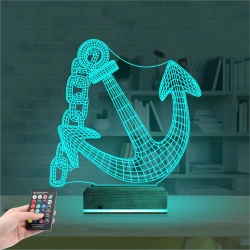 Denizci Çapa Kaptan 3D Lamba - Masa Gece Lambası