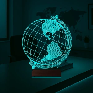 Dünya Globe Ofis Hediye 3D Lamba - Masa Gece Lambası