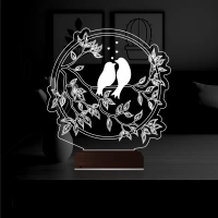 Dekoratif Kuş Ağaç 3D Lamba - Masa Gece Lambası