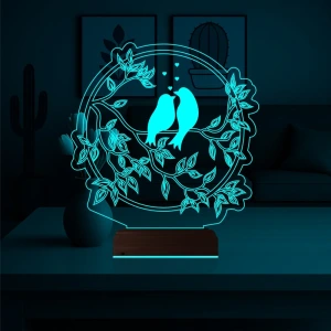 Dekoratif Kuş Ağaç 3D Lamba - Masa Gece Lambası Dekoratif Kuş Ağaç 3D Lamba - Masa Gece Lambası
