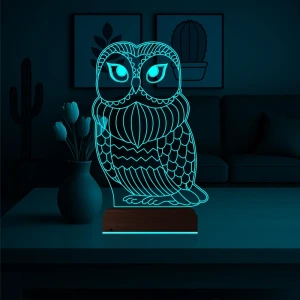 Baykuş Tasarım 3D Lamba - Masa Gece Lambası