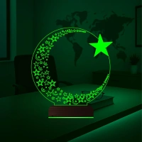 Ay Yıldız Türk Bayrağı 3D Lamba - Masa Gece Lambası