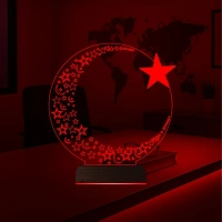 Ay Yıldız Türk Bayrağı 3D Lamba - Masa Gece Lambası