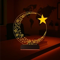 Ay Yıldız Türk Bayrağı 3D Lamba - Masa Gece Lambası