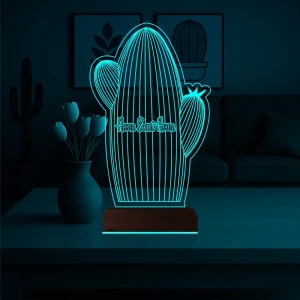 Kaktüs Çiçek 3D Lamba - Masa Gece Lambası Kaktüs Çiçek 3D Lamba - Masa Gece Lambası