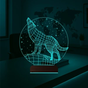 Kurt Tasarım 3D Lamba - Masa Gece Lambası Kurt Tasarım 3D Lamba - Masa Gece Lambası