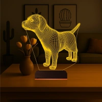 Köpek Tasarım 3D Lamba - Masa Gece Lambası