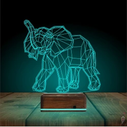 Fil Polygonal 3D Lamba - Masa Gece Lambası Fil Polygonal 3D Lamba - Masa Gece Lambası