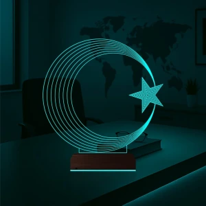 Ay Yıldız Türk Bayrağı 3D Lamba - Masa Gece Lambası Ay Yıldız Türk Bayrağı 3D Lamba - Masa Gece Lambası