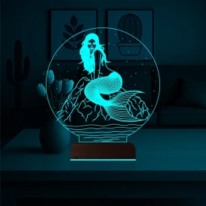 Deniz Kızı Mermaid 3D Lamba - Masa Gece Lambası