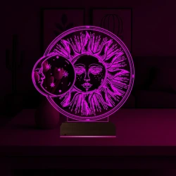 Güneş Ay Mistik 3D Lamba - Masa Gece Lambası Güneş Ay Mistik 3D Lamba - Masa Gece Lambası
