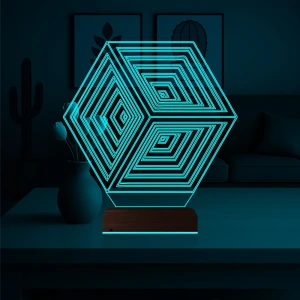 Geometrik Küp 3D Lamba - Masa Gece Lambası Geometrik Küp 3D Lamba - Masa Gece Lambası