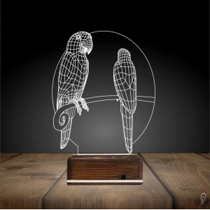 Papağan Kuş 3D Lamba - Masa Gece Lambası Papağan Kuş 3D Lamba - Masa Gece Lambası