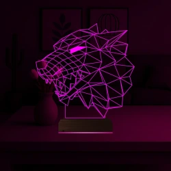 Kurt Başı 3D Lamba - Masa Gece Lambası Kurt Başı 3D Lamba - Masa Gece Lambası