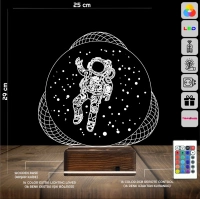 Astronot Uzay 3D Lamba - Masa Gece Lambası