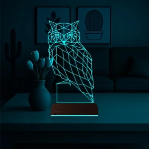 Baykuş Polygonal 3D Lamba - Masa Gece Lambası