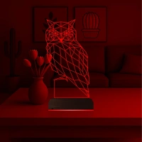 Baykuş Polygonal 3D Lamba - Masa Gece Lambası