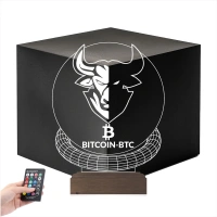 Crypto Bitcoin Btc Coin Kripto Finans 3D Lamba - Masa Gece Lambası