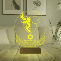 Crypto Chainlink Link Coin Kripto Finans 3D Lamba - Masa Gece Lambası