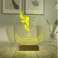Crypto Cosmos Atom Coin Kripto Finans 3D Lamba - Masa Gece Lambası