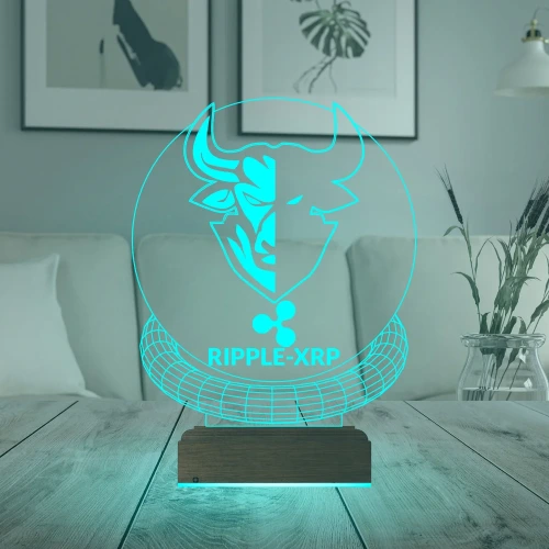 Crypto Ripple Xrp Coin Kripto Finans 3D Lamba - Masa Gece Lambası