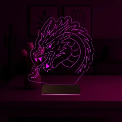 Ejderha Başı Tasarım 3D Lamba - Masa Gece Lambası Ejderha Başı Tasarım 3D Lamba - Masa Gece Lambası