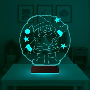 Çocuk Odası Noel Baba Yılbaşı Hediyesi 3D Lamba - Masa Gece Lambası