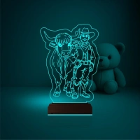 Çocuk Odası İnek Kovboy 3D Lamba - Masa Gece Lambası