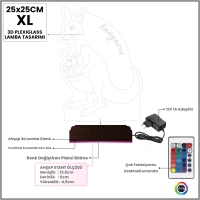 Çocuk Odası Kanguru Yavru Kanguru 3D Lamba - Masa Gece Lambası