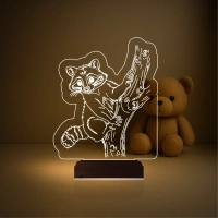 Çocuk Odası Rakun 3D Lamba - Masa Gece Lambası