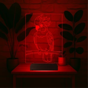 Kakadu Papağan Pet Shop 3D Lamba - Masa Gece Lambası Kakadu Papağan Pet Shop 3D Lamba - Masa Gece Lambası