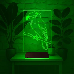 Dekoratif Tukan Kuşu 3D Lamba - Masa Gece Lambası