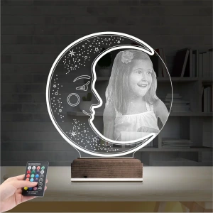 Ay Dede Fotoğraflı 3D Lamba - Masa Gece Lambası Ay Dede Fotoğraflı 3D Lamba - Masa Gece Lambası