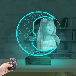 Ay Dede Fotoğraflı 3D Lamba - Masa Gece Lambası Ay Dede Fotoğraflı 3D Lamba - Masa Gece Lambası