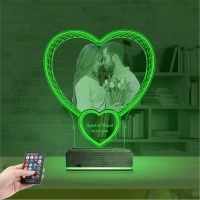 Kalp Sevgiliye Hediye Fotoğraflı 3D Lamba - Masa Gece Lambası