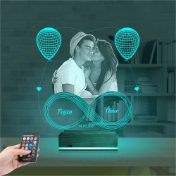 Kalp Balon Sevgiliye Hediye Fotoğraflı 3D Lamba - Masa Gece Lambası Kalp Balon Sevgiliye Hediye Fotoğraflı 3D Lamba - Masa Gece Lambası