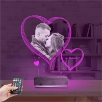 Kalp Sevgiliye Hediye Fotoğraflı 3D Lamba - Masa Gece Lambası Kalp Sevgiliye Hediye Fotoğraflı 3D Lamba - Masa Gece Lambası
