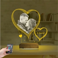 Kalp Sevgiliye Hediye Fotoğraflı 3D Lamba - Masa Gece Lambası Kalp Sevgiliye Hediye Fotoğraflı 3D Lamba - Masa Gece Lambası